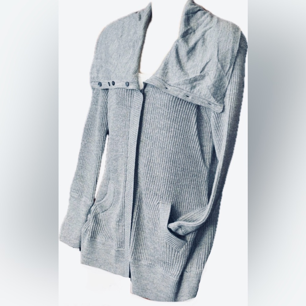 LOFT LONG KNIT Lounge Wear | FULL ZIP | CIWL NECK | HEATHER GREY | LG |
